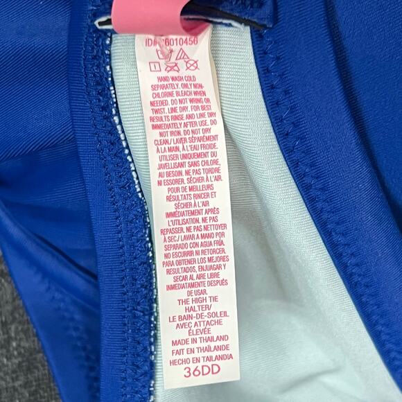 Victorias Secret The High Tie Halter Swim Top Womens 36DD Blue Ruffle Underwire - Picture 7 of 9